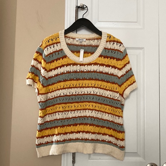 Madewell Sweaters | Madewell Carrington Sweater Tee in Stripe | Color: Cream/Yellow | Size: XL | Kdshultz's Closet